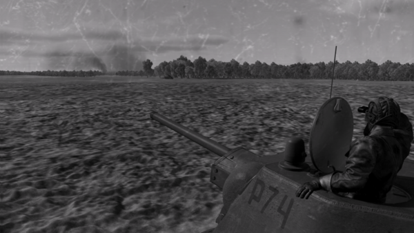 Командир Т-34 наблюдает за проезжающим мимо "Шерманом"